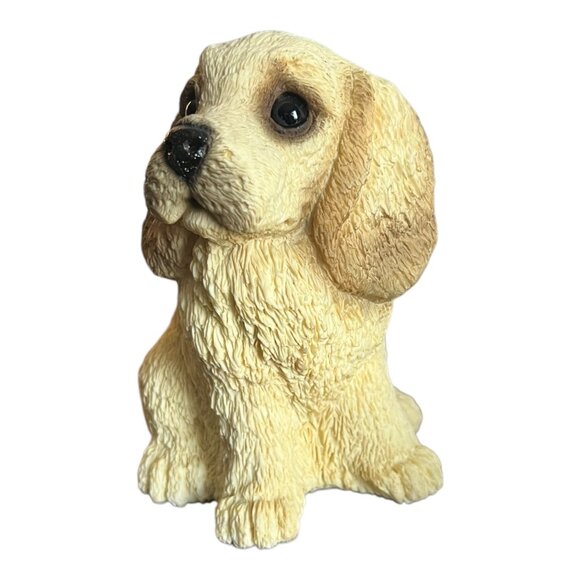 Cocker Spaniel Puppy Coin Bank Figurine Tan Resin 6" Tall - Picture 2 of 7